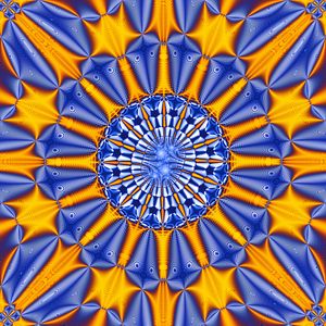 Preview wallpaper fractal, pattern, abstraction, blue, yellow