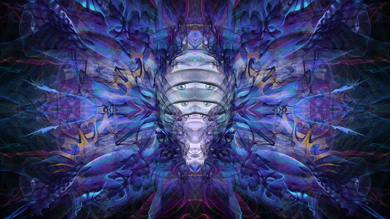 Wallpaper fractal, pattern, abstraction, blue, purple