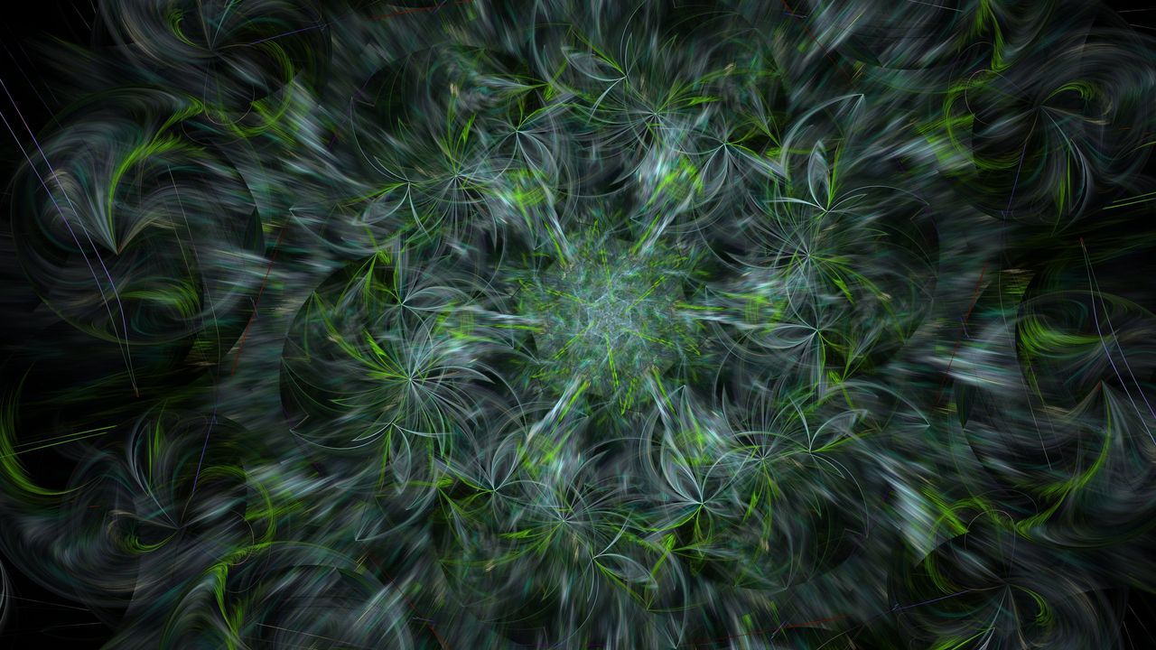 Wallpaper fractal, pattern, abstraction, green, gray