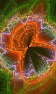 Preview wallpaper fractal, pattern, abstraction, glow, orange, green