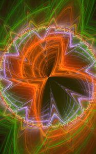 Preview wallpaper fractal, pattern, abstraction, glow, orange, green