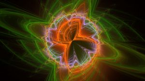 Preview wallpaper fractal, pattern, abstraction, glow, orange, green