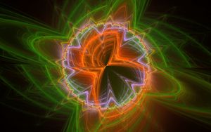 Preview wallpaper fractal, pattern, abstraction, glow, orange, green