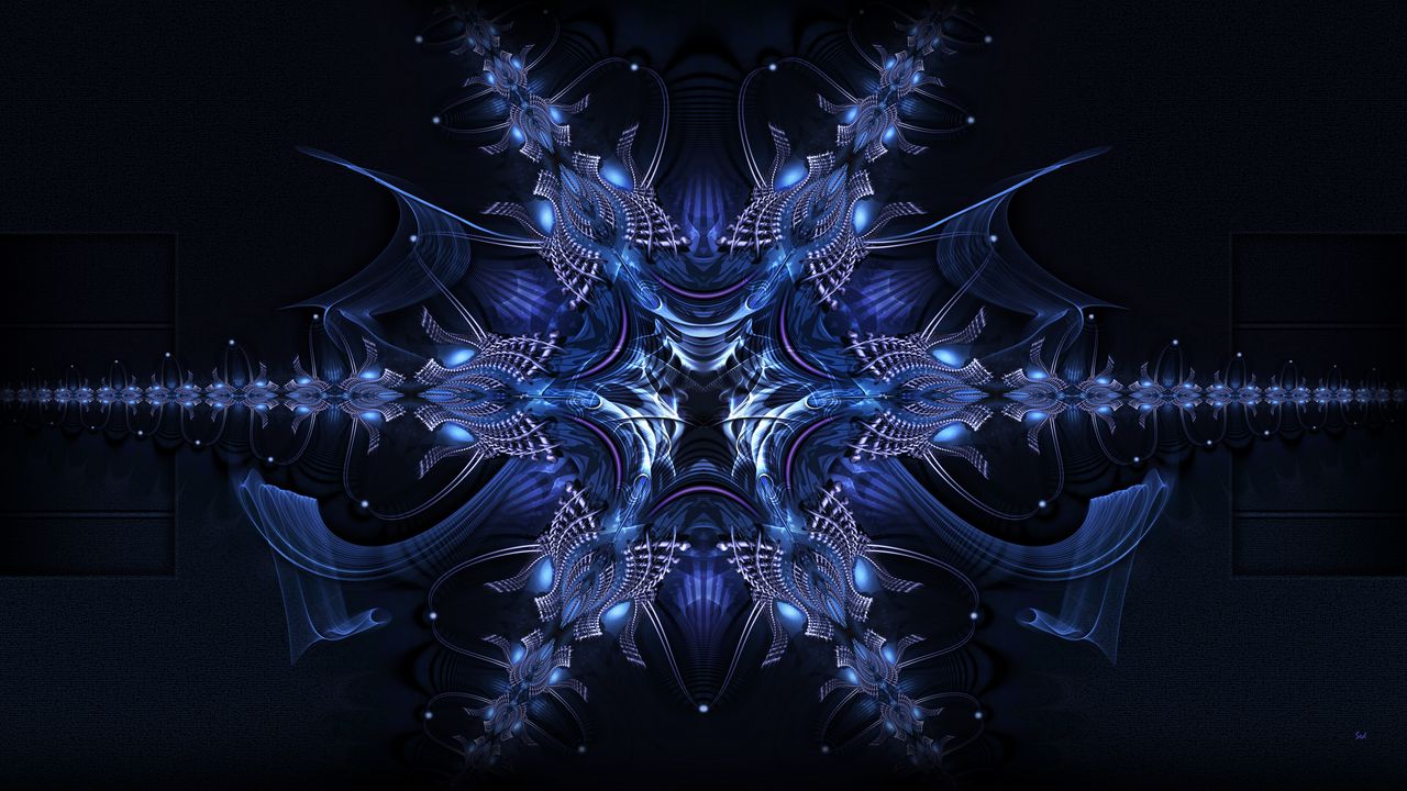 Wallpaper fractal, pattern, abstraction, dark, blue