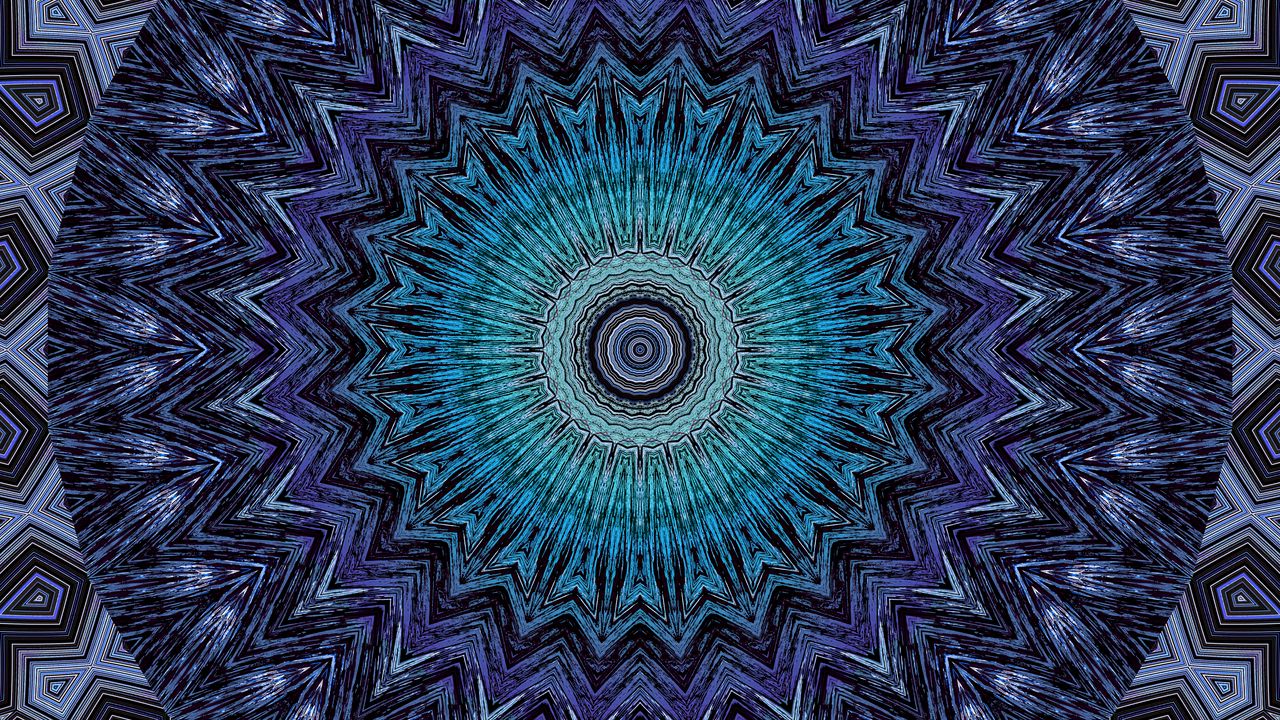 Wallpaper fractal, pattern, circles, abstraction, blue