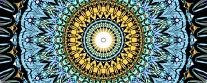 Preview wallpaper fractal, pattern, circles, abstraction, blue, yellow