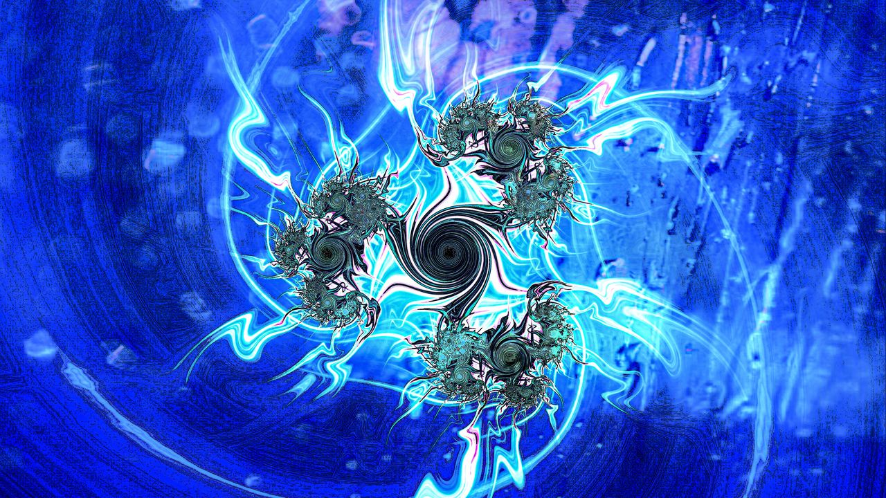 Wallpaper fractal, pattern, distortion, abstraction, blue