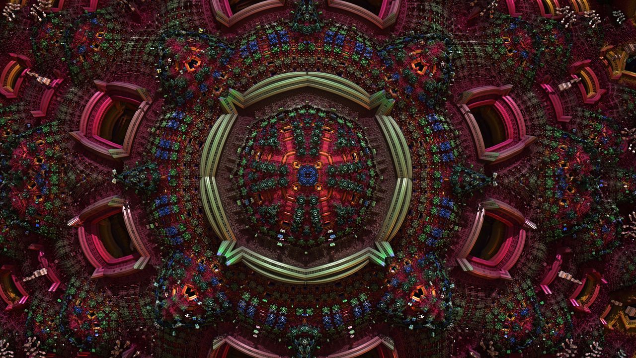 Wallpaper fractal, pattern, elements, red