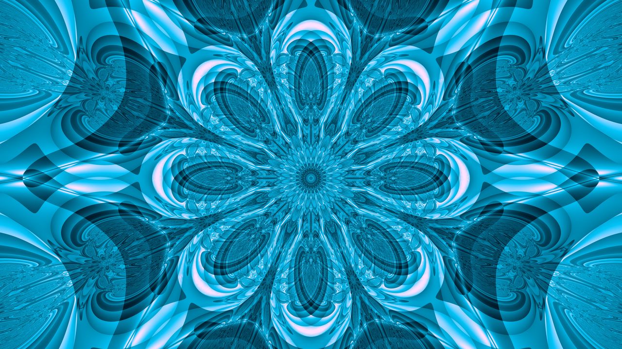 Wallpaper fractal, pattern, flower, lines, blue