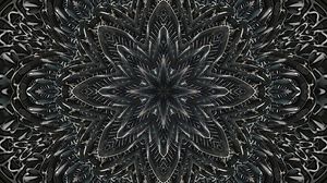 Preview wallpaper fractal, pattern, flower, abstraction, black and white