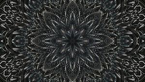 Preview wallpaper fractal, pattern, flower, abstraction, black and white