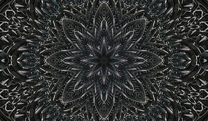 Preview wallpaper fractal, pattern, flower, abstraction, black and white