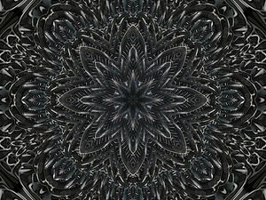 Preview wallpaper fractal, pattern, flower, abstraction, black and white
