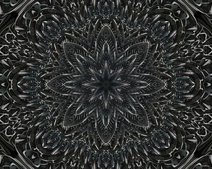 Preview wallpaper fractal, pattern, flower, abstraction, black and white