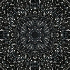 Preview wallpaper fractal, pattern, flower, abstraction, black and white