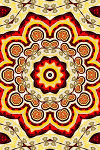 Preview wallpaper fractal, pattern, flower, abstraction, red, yellow