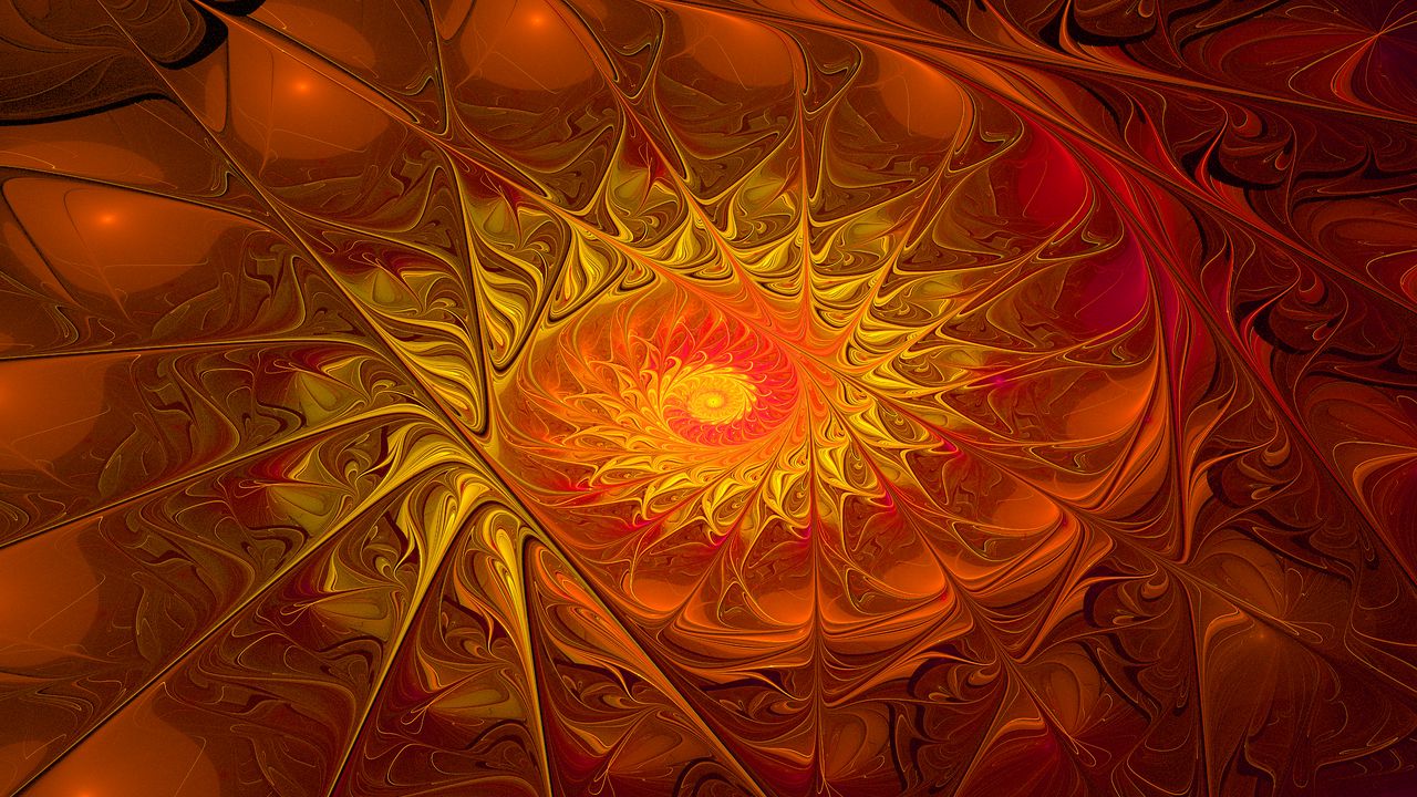 Wallpaper fractal, pattern, funnel, orange, bright, abstraction