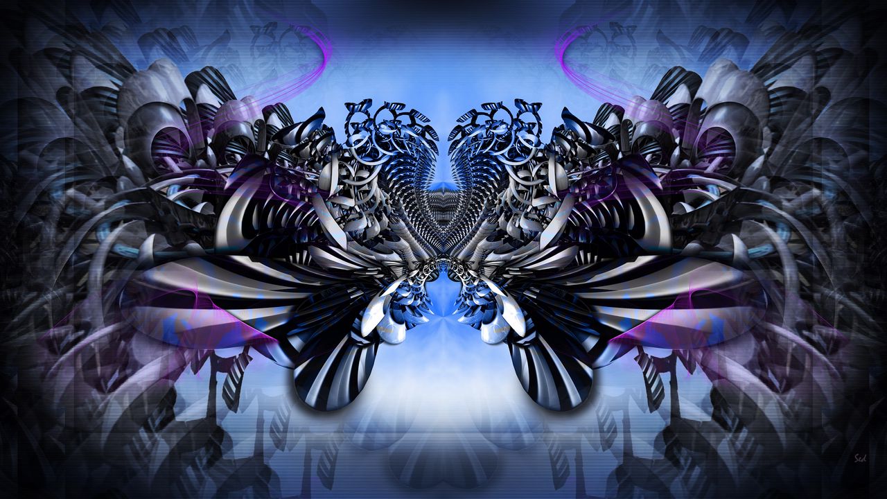 Wallpaper fractal, pattern, glare, abstraction, blue