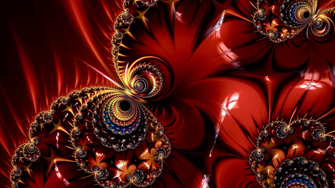 Wallpaper fractal, pattern, glare, abstraction, red