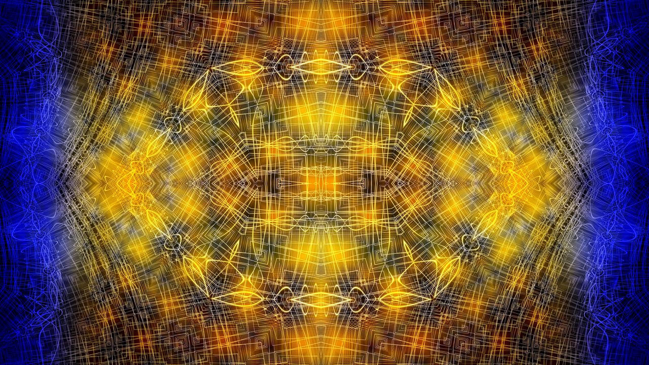 Wallpaper fractal, pattern, glow, abstraction, yellow