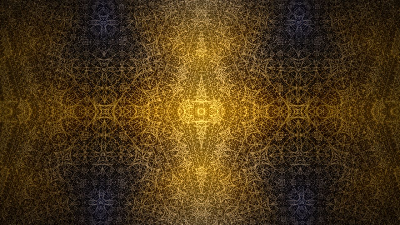 Wallpaper fractal, pattern, glow, yellow, abstraction