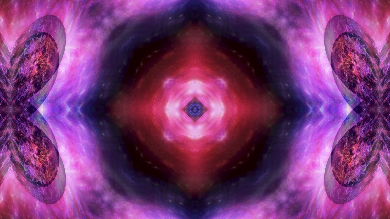 Wallpaper fractal, pattern, glow, purple, abstraction, symmetry