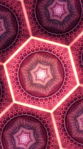 Preview wallpaper fractal, pattern, hexagons, glow, abstraction