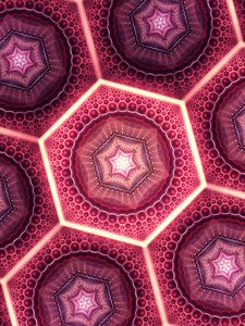 Preview wallpaper fractal, pattern, hexagons, glow, abstraction