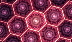 Preview wallpaper fractal, pattern, hexagons, glow, abstraction