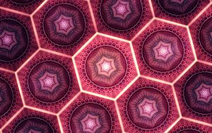 Preview wallpaper fractal, pattern, hexagons, glow, abstraction