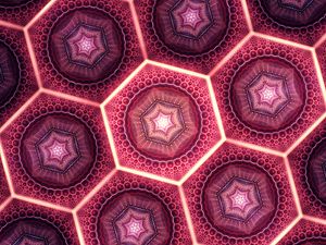 Preview wallpaper fractal, pattern, hexagons, glow, abstraction