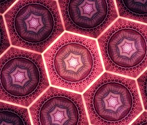 Preview wallpaper fractal, pattern, hexagons, glow, abstraction