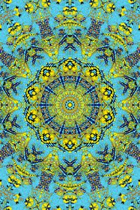 Preview wallpaper fractal, pattern, kaleidoscope, abstraction, blue, yellow