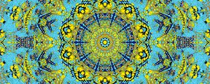 Preview wallpaper fractal, pattern, kaleidoscope, abstraction, blue, yellow