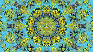 Preview wallpaper fractal, pattern, kaleidoscope, abstraction, blue, yellow