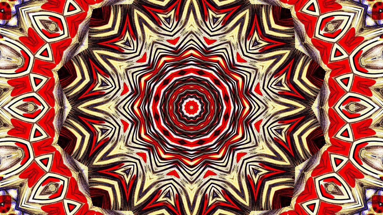 Wallpaper fractal, pattern, kaleidoscope, abstraction, red