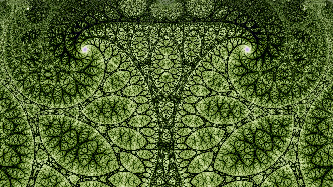 Wallpaper fractal, pattern, lines, green, abstraction