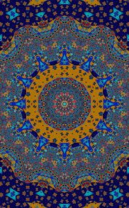 Preview wallpaper fractal, pattern, mosaic, abstraction, blue, yellow