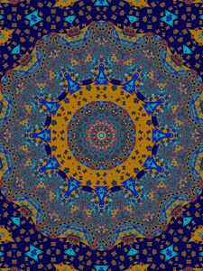 Preview wallpaper fractal, pattern, mosaic, abstraction, blue, yellow