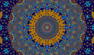 Preview wallpaper fractal, pattern, mosaic, abstraction, blue, yellow