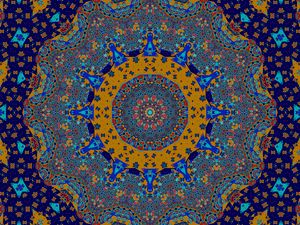 Preview wallpaper fractal, pattern, mosaic, abstraction, blue, yellow