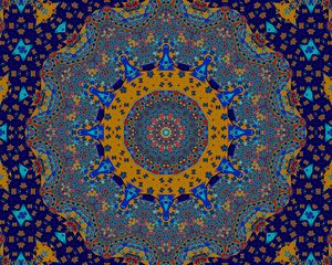 Preview wallpaper fractal, pattern, mosaic, abstraction, blue, yellow