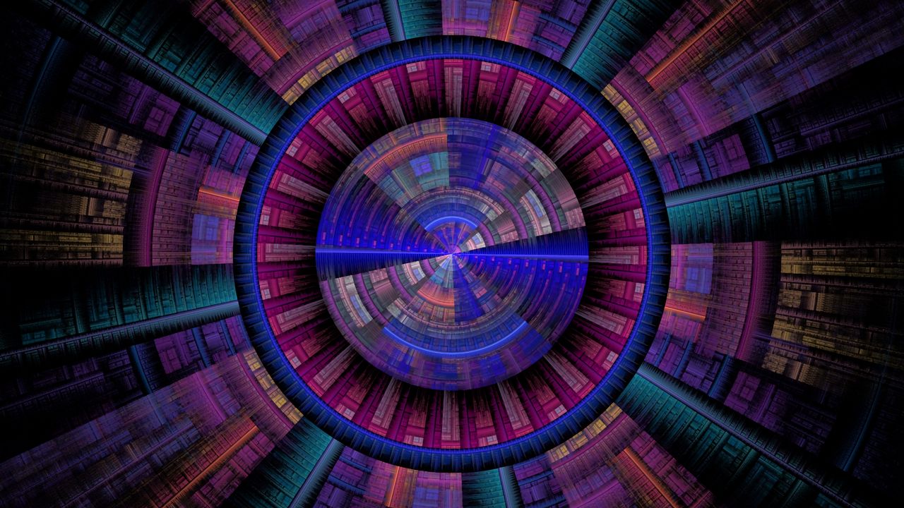 Wallpaper fractal, pattern, multicolored, circles, abstraction