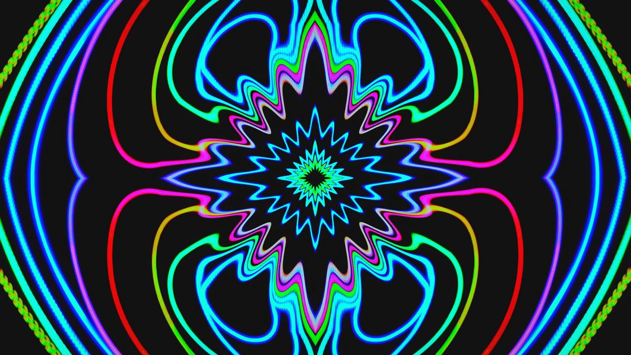 Wallpaper fractal, pattern, neon, glow, abstraction