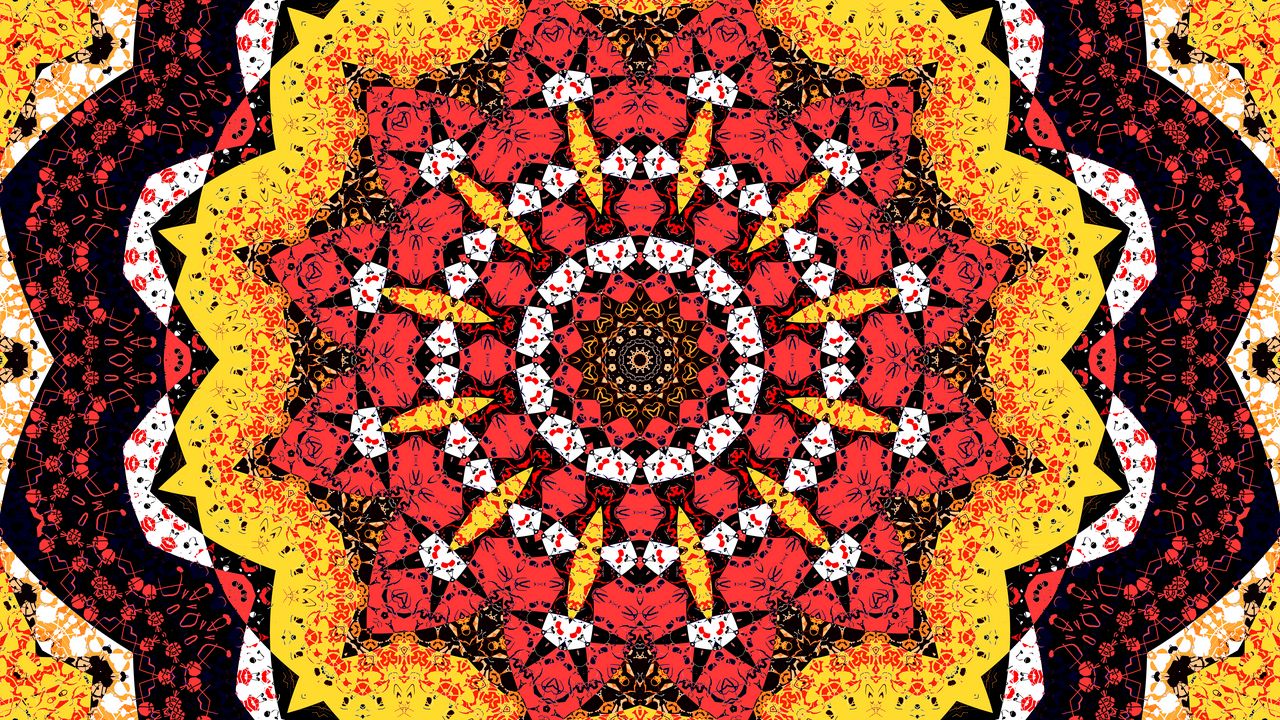 Wallpaper fractal, pattern, red, yellow, abstraction