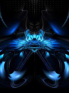 Preview wallpaper fractal, pattern, reflection, abstraction, blue, dark