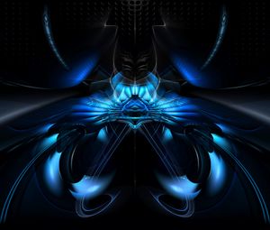 Preview wallpaper fractal, pattern, reflection, abstraction, blue, dark