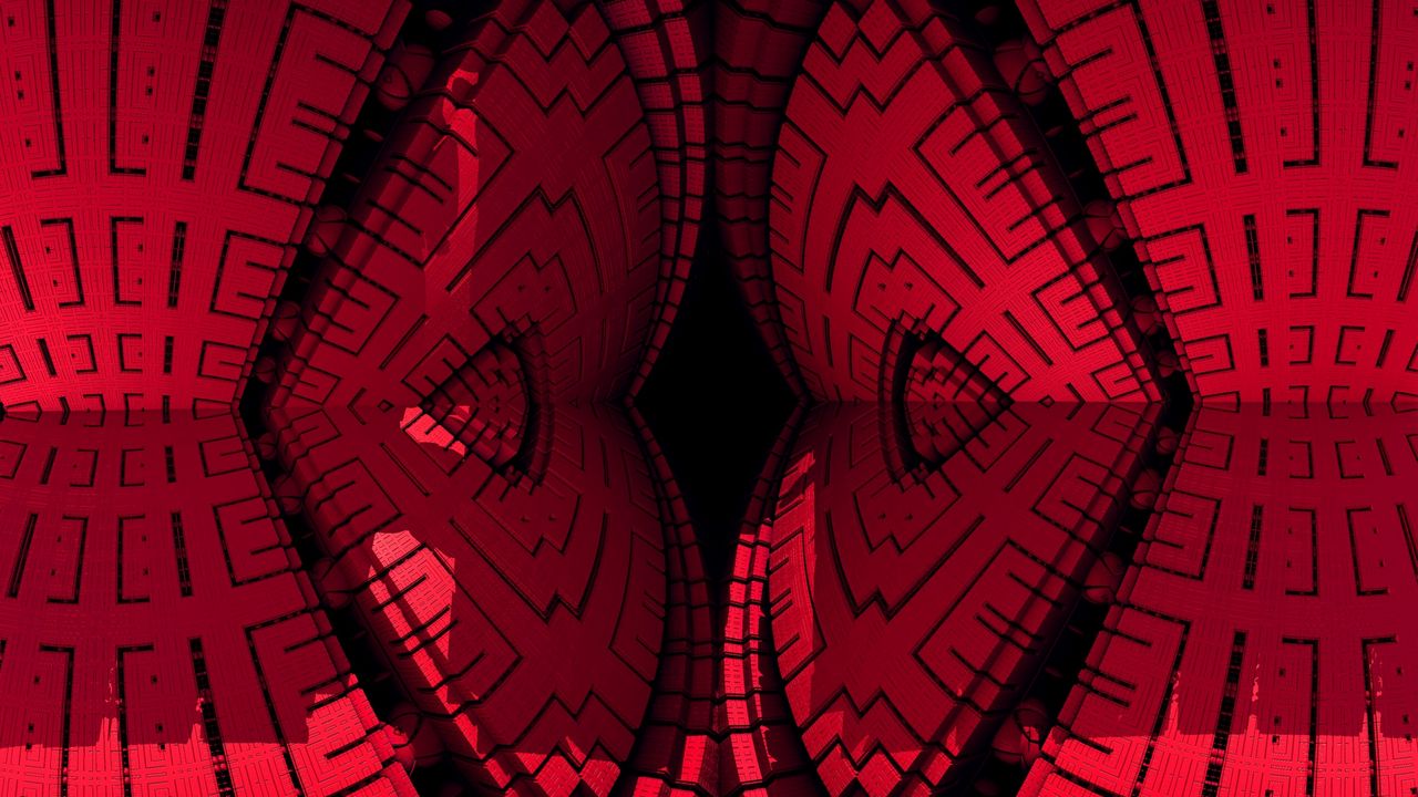 Wallpaper fractal, pattern, reflection, red, abstraction