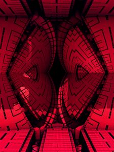 Preview wallpaper fractal, pattern, reflection, red, abstraction