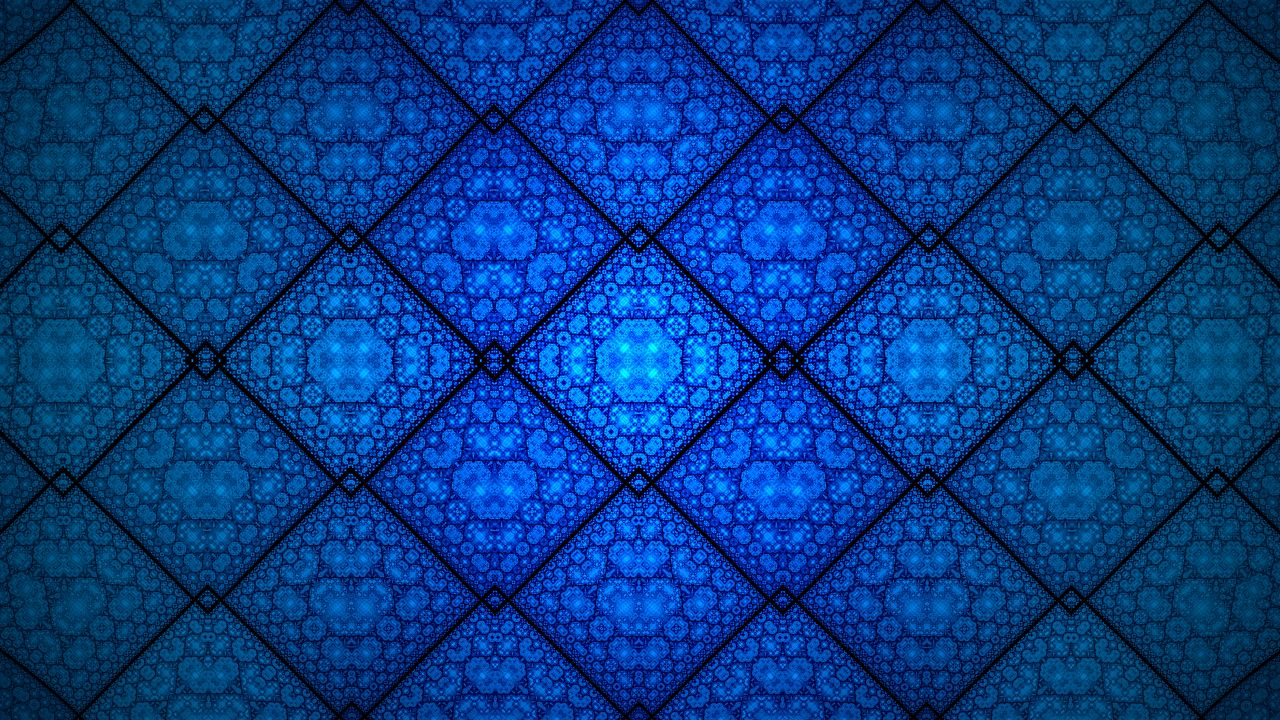 Wallpaper fractal, pattern, rhombuses, shapes, abstraction, blue